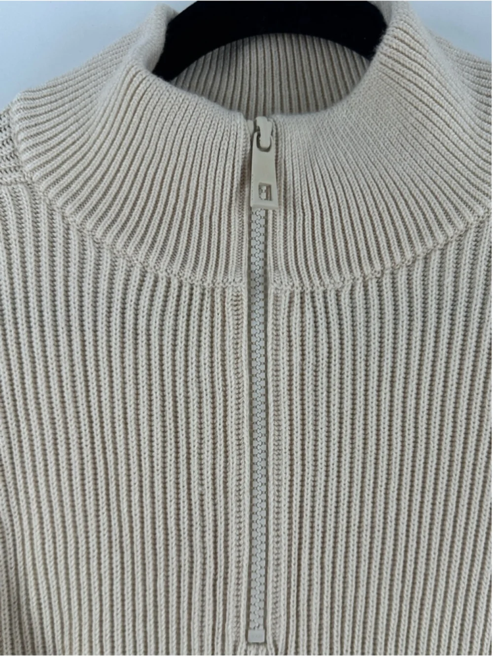 Kit & Ace 1/4 zip cream Ribbed Sweater wool blend sz lg